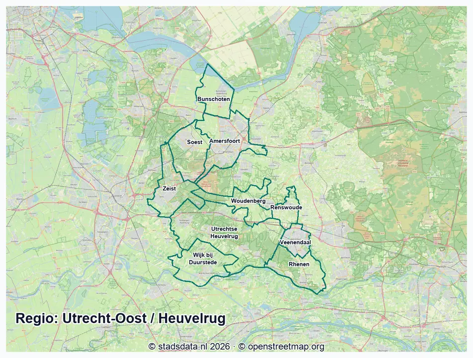 Kaart Utrecht-Oost / Heuvelrug